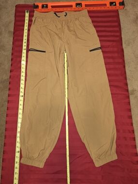 Almost Famous Men's Tan Cargo Pants with Black Zip Accents